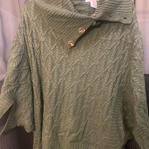 Design History Sage Green Cable Knit Turtleneck Sweater